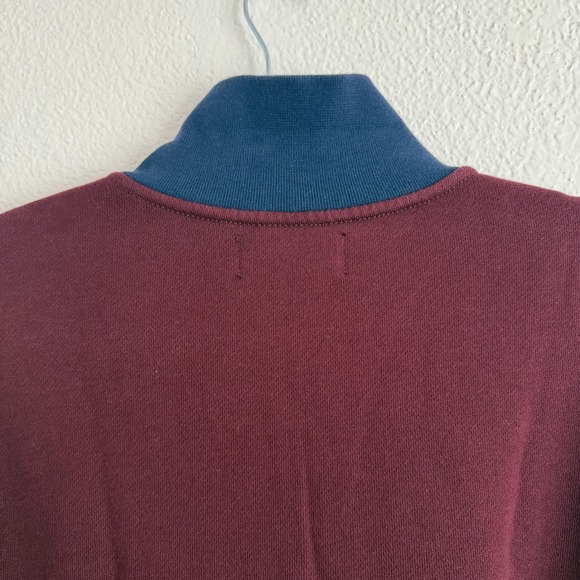 Vintage Ralph Lauren Polo Quarter Zip Mens Large Fleece Burgundy Navy Green Pony - Picture 8 of 9